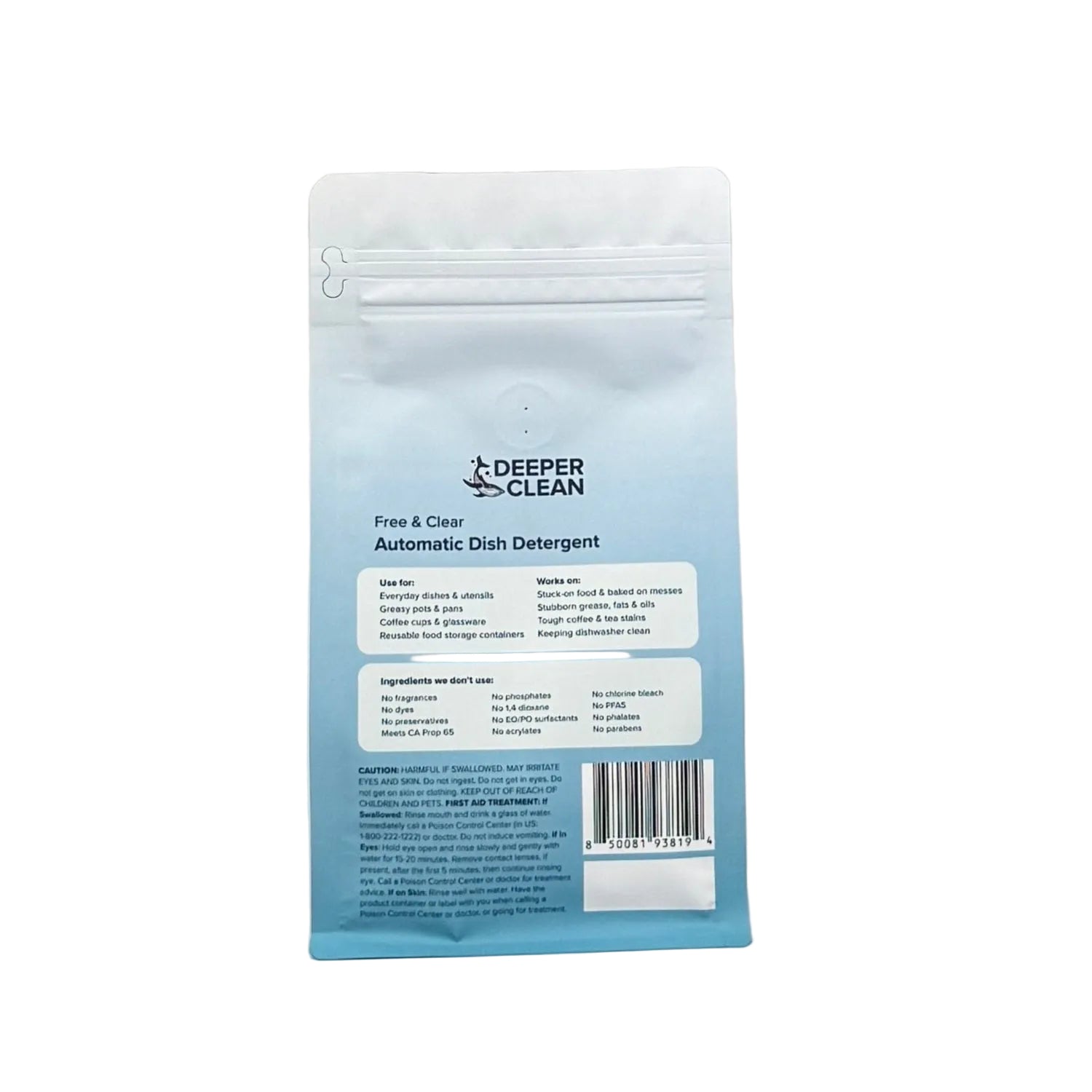 Deeper Clean automatic dish detergent tablet 48 count packaging on a white background